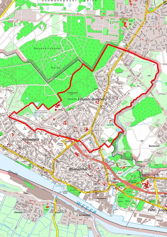 Abgrenzung des Stadterneuerungsgebietes Lüssum-Bockhorn