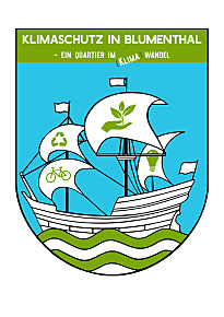 Logo des Projektes Klimaschutz in Blumenthal - ein Quartier im (Klima-)Wandel, es ist angelehnt an das Blumenthaler Wappen